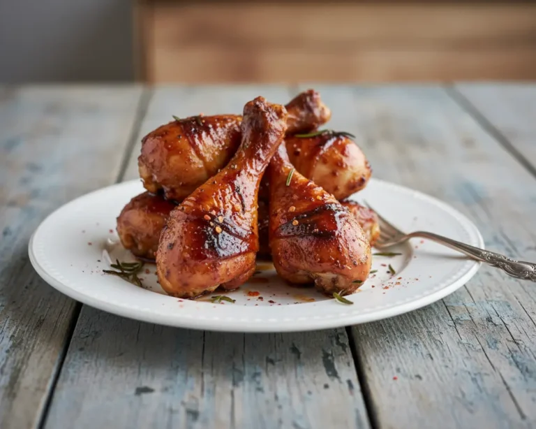 Beautiful plated BBQ Chicken Drumsticks