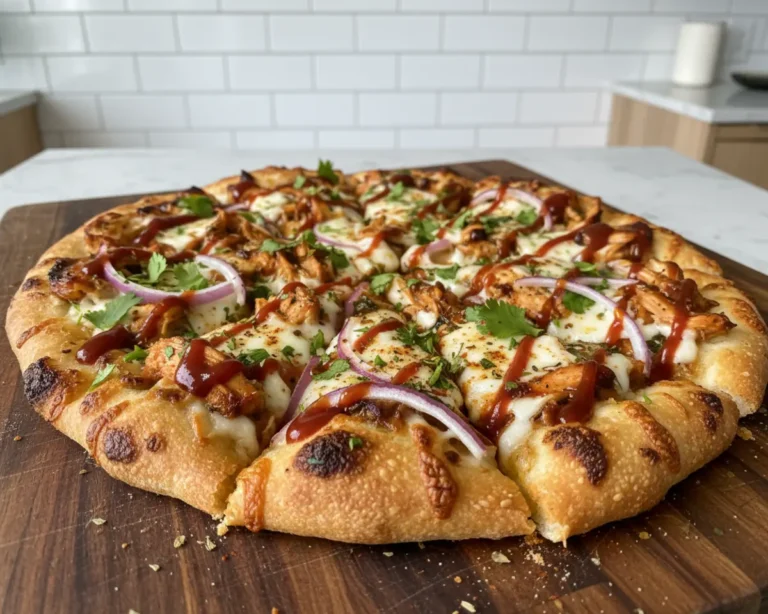 Beautiful plated BBQ Chicken Flatbread