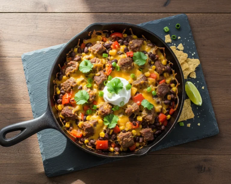 Beautiful plated Beef Burrito Skillet