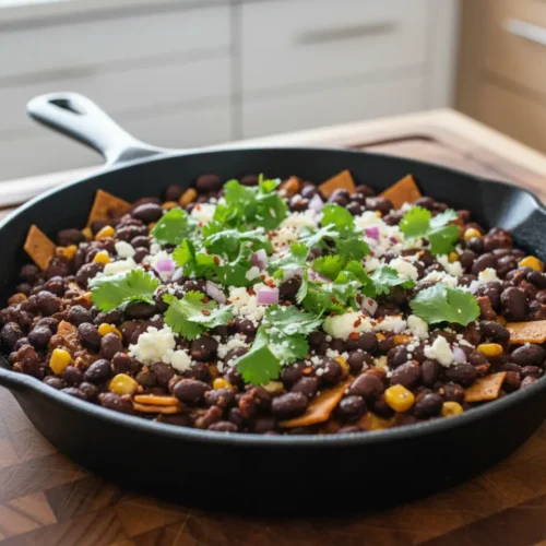 Beautiful plated Black Bean Taco Skillet
