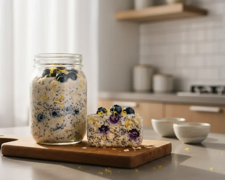 Beautiful plated Blueberry Lemon Overnight Oats