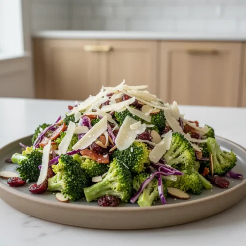 Beautiful plated Broccoli Crunch Salad