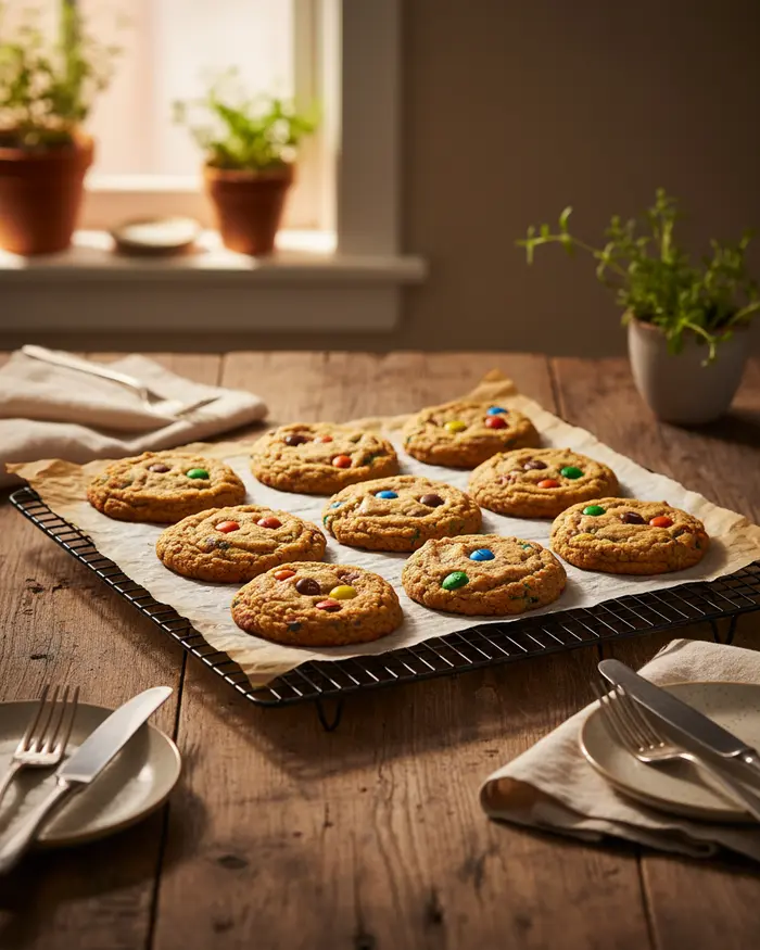 Brown Butter M&M Cookies Recipe 4 final plated dish