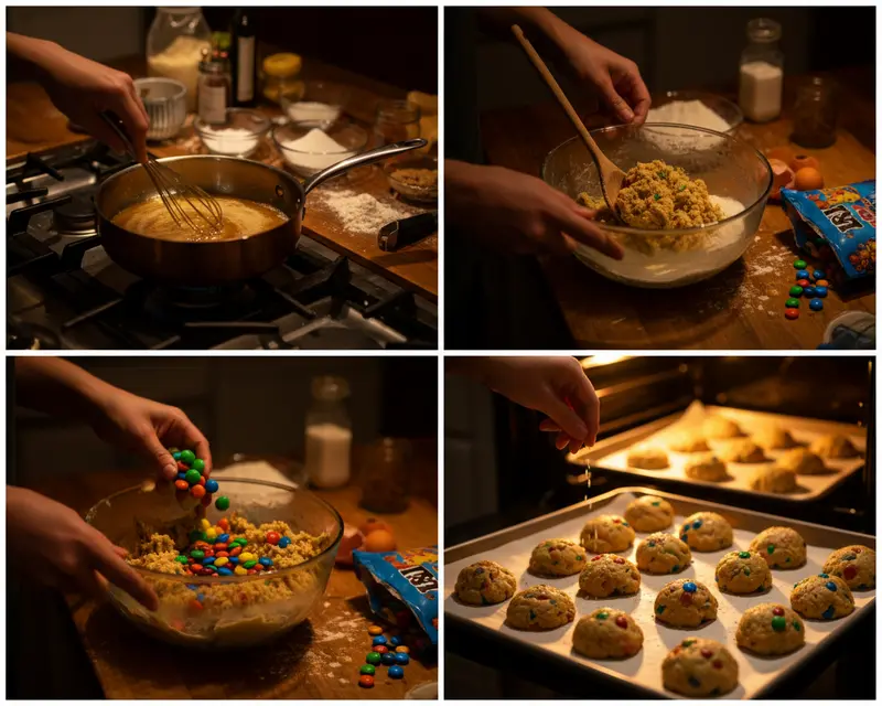 Brown Butter M&M Cookies Recipe 3 cooking process