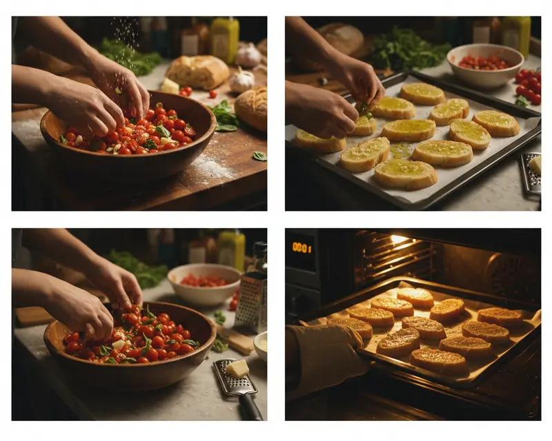Classic Bruschetta Crostini 3 cooking process