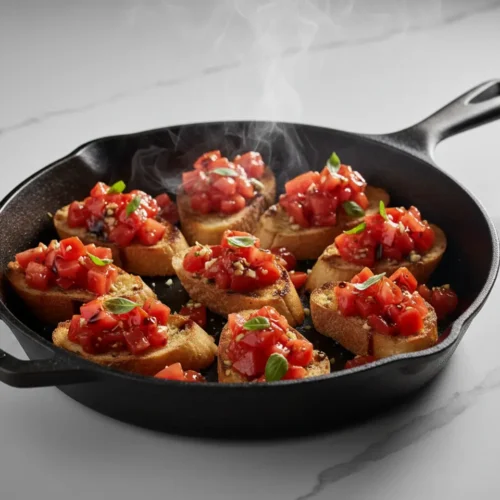 Beautiful plated Bruschetta Crostini