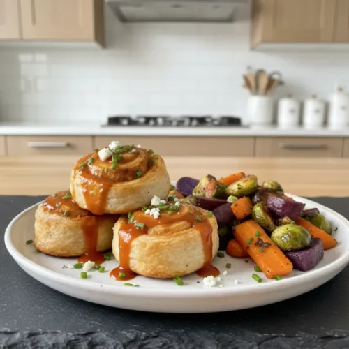 Beautiful plated Buffalo Chicken Roll-Ups
