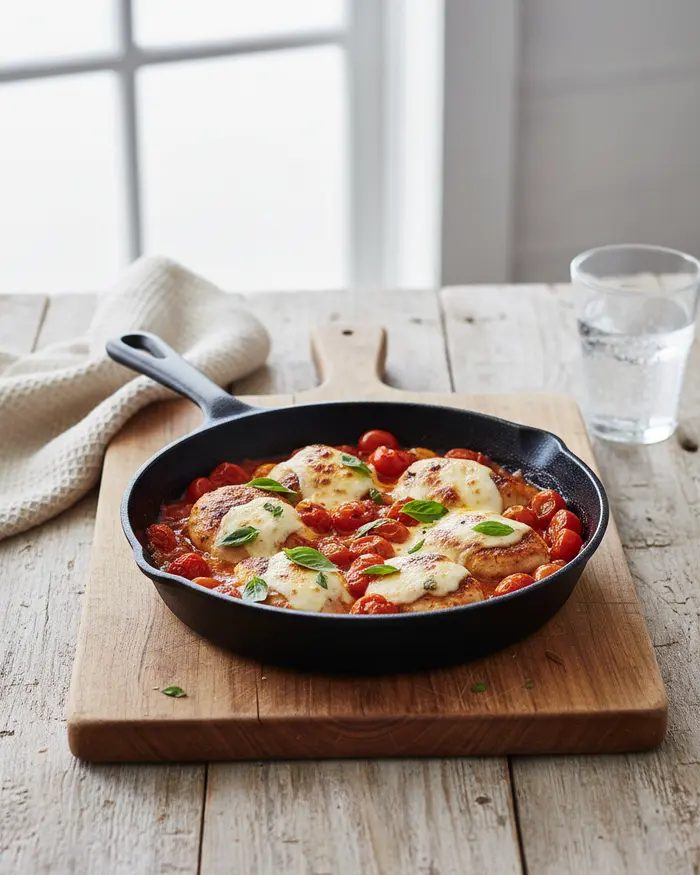 Easy Caprese Chicken Skillet 4 final plated dish