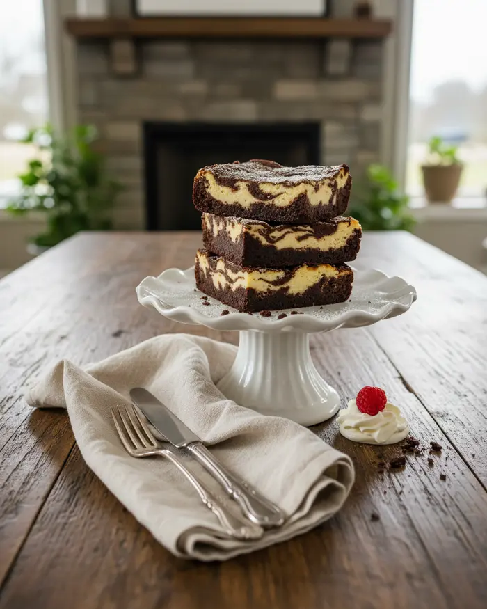 Fudgy Cheesecake Brownies Recipe 4 final plated dish