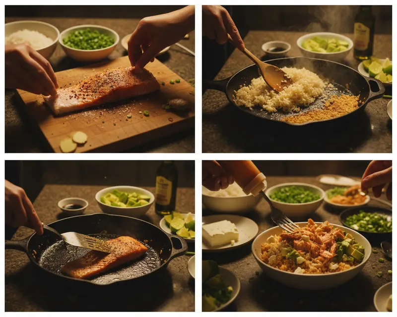 Crispy Salmon Rice Bowls 3 cooking process