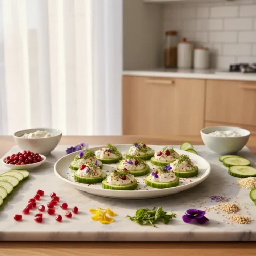 Beautiful plated Cucumber Bites