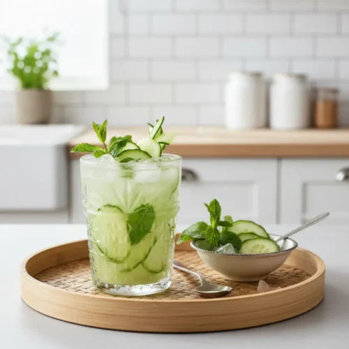 Beautiful plated Cucumber Mint Cooler