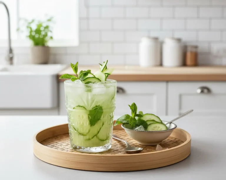 Beautiful plated Cucumber Mint Cooler
