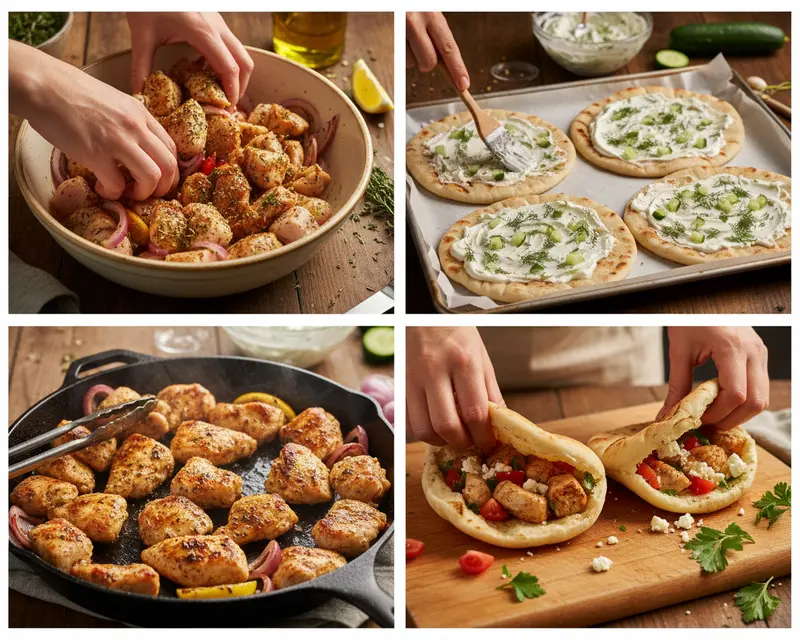 Greek Chicken Pita Pockets Recipe 3 cooking process