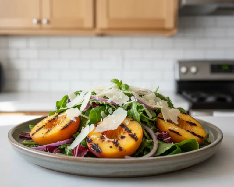 Beautiful plated Grilled Peach Salad