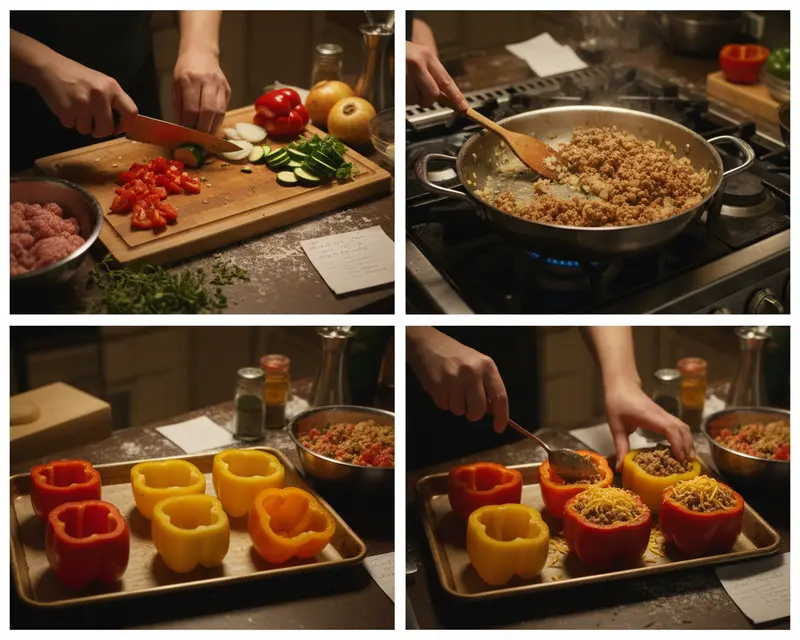 Ground Turkey Stuffed Peppers Recipe 3 cooking process