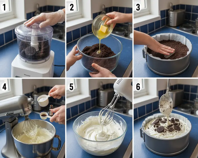 No-Bake Oreo Cheesecake Recipe 3 cooking process