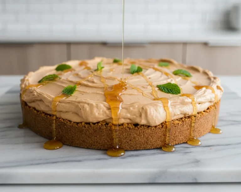 Beautiful plated No-Bake Peanut Butter Pie
