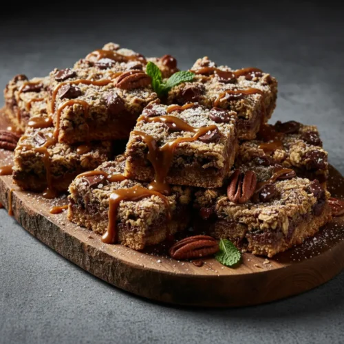 Beautiful plated Oatmeal Chocolate Chip Bars