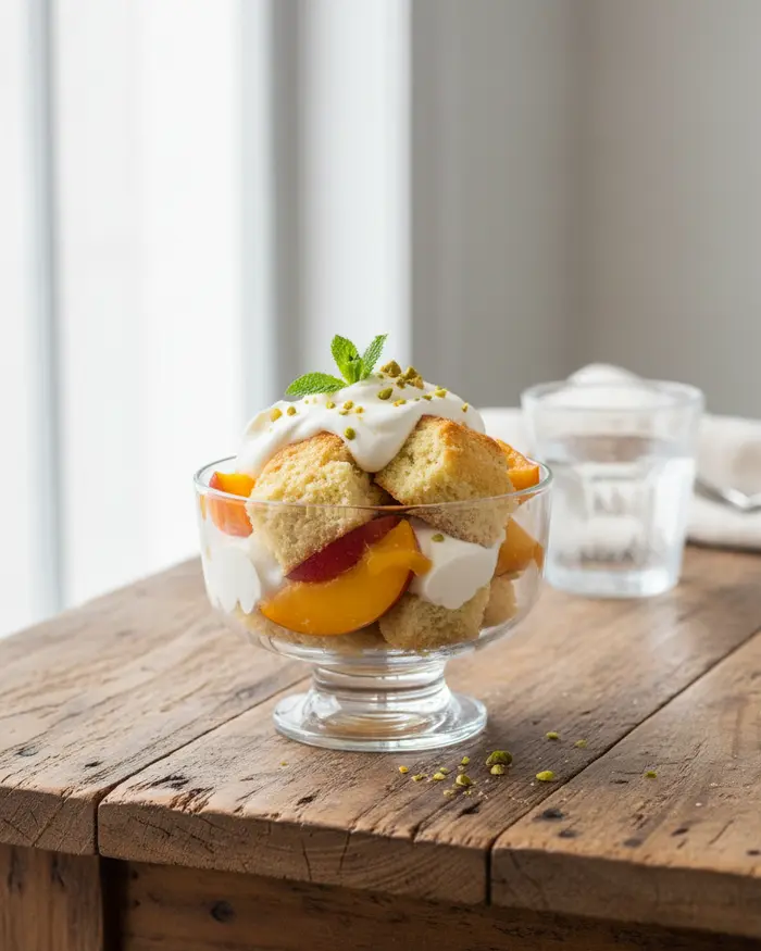 Easy Peach Shortcake Trifles 4 final plated dish