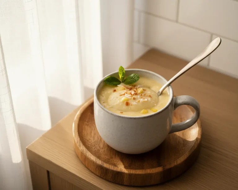 Beautiful plated Pineapple Coconut Smoothie