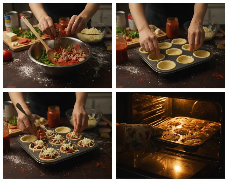 Easy Pizza Muffins Recipe 3 cooking process