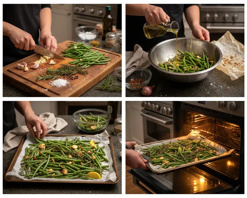 Crispy Roasted Green Beans 3 cooking process