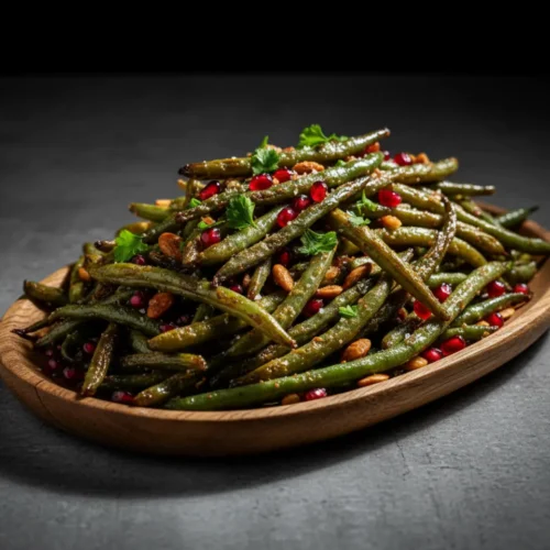 Beautiful plated Roasted Green Beans