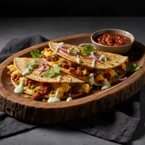 Beautiful plated Savory Breakfast Quesadillas