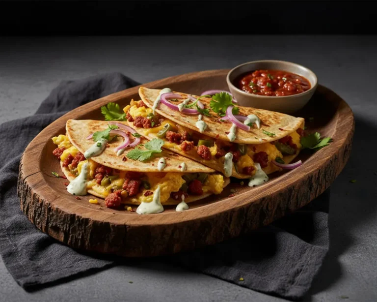 Beautiful plated Savory Breakfast Quesadillas