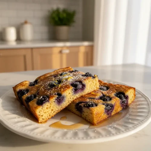 Beautiful plated Sheet Pan Pancakes