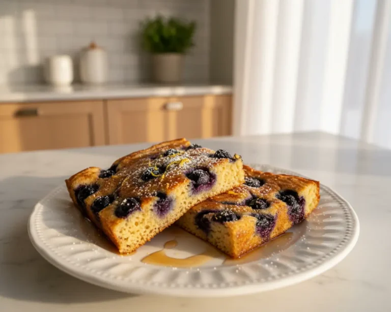 Beautiful plated Sheet Pan Pancakes