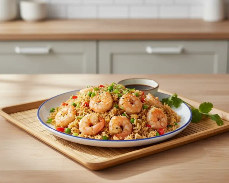 Beautiful plated Shrimp Fried Rice