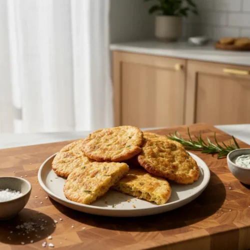 Beautiful plated Sourdough Discard Crackers