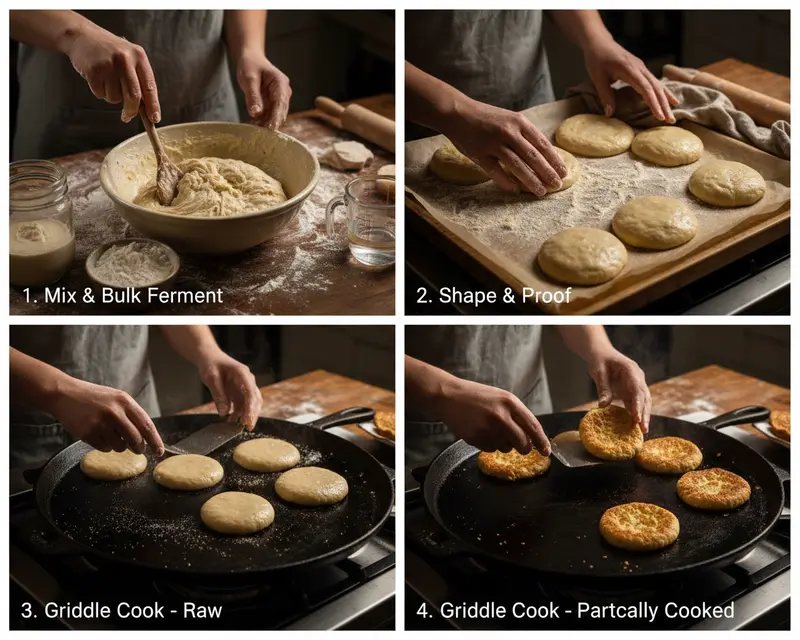 Sourdough English Muffins Recipe 3 cooking process