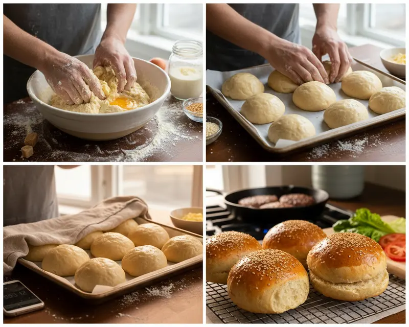 Sourdough Hamburger Buns Recipe 3 cooking process
