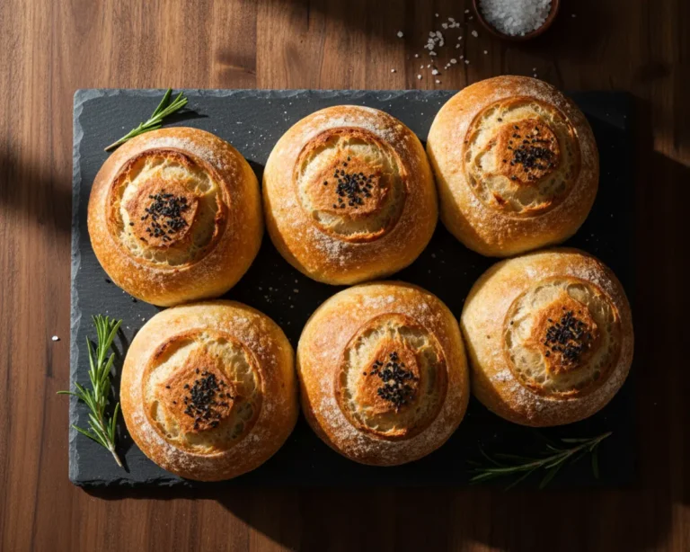 Beautiful plated Sourdough Hamburger Buns