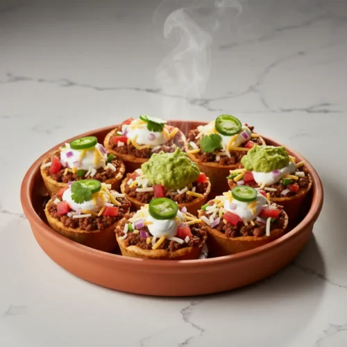 Beautiful plated Taco Dip Cups