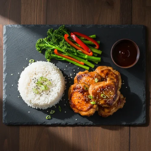 Beautiful plated Teriyaki Chicken Meal Prep