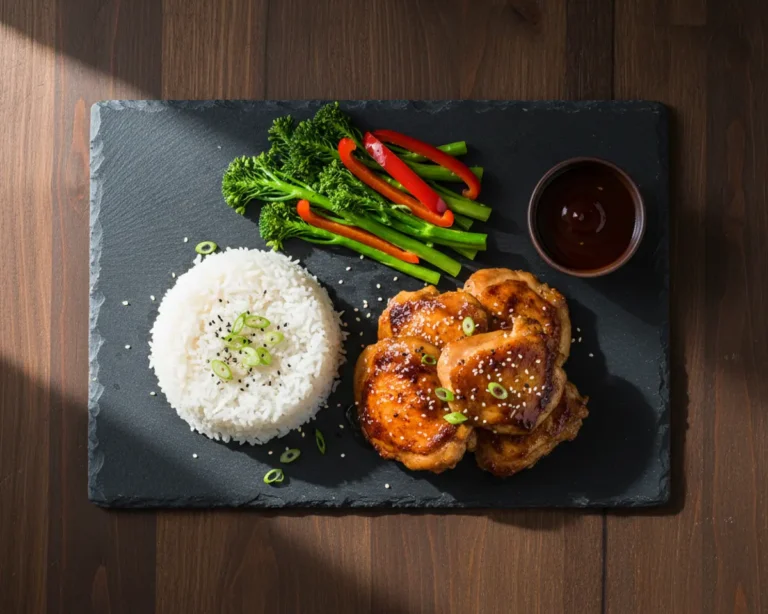 Beautiful plated Teriyaki Chicken Meal Prep