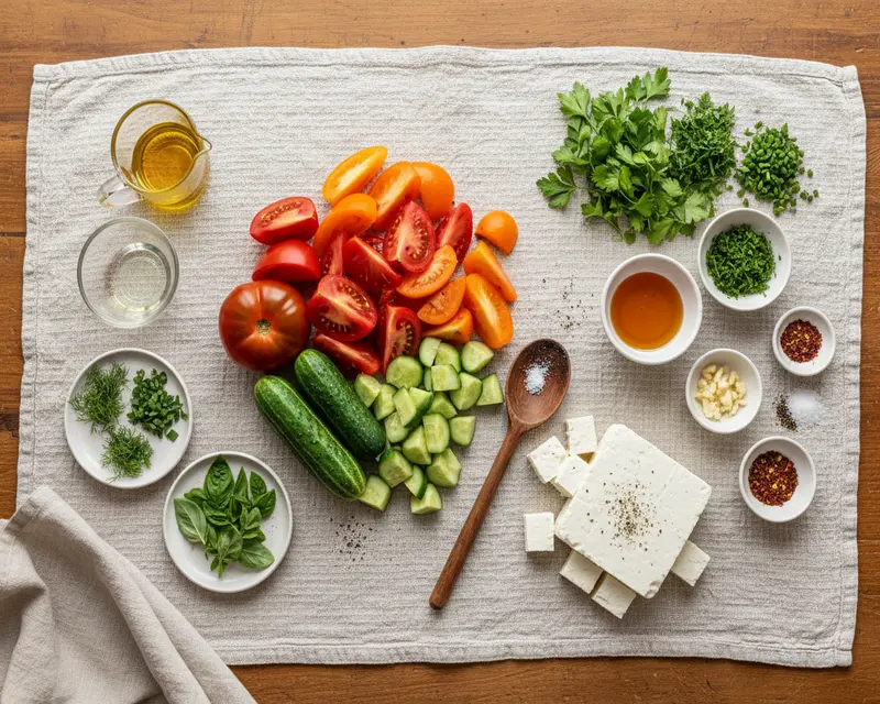 Fresh Tomato Cucumber Feta Salad 2 ingredients