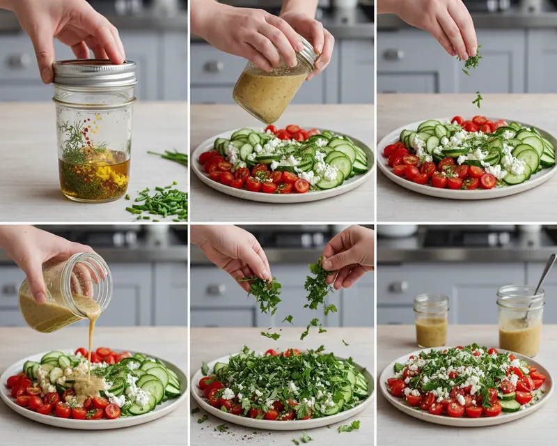 Fresh Tomato Cucumber Feta Salad 3 cooking process