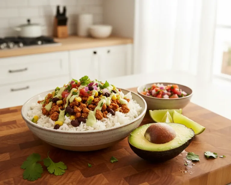 Beautiful plated Turkey Taco Rice Bowls