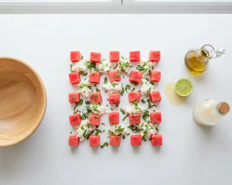 Watermelon Feta Salad with Mint and Lime 2 ingredients