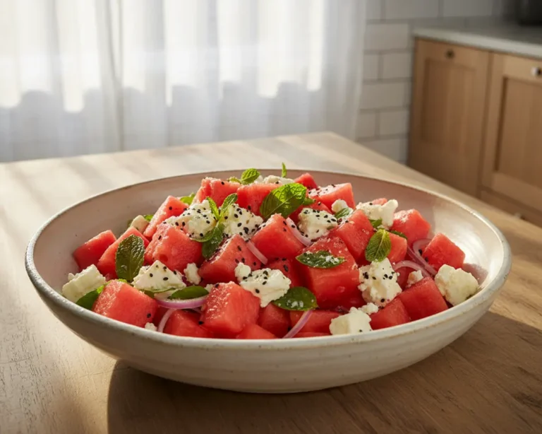 Beautiful plated Watermelon Feta Salad