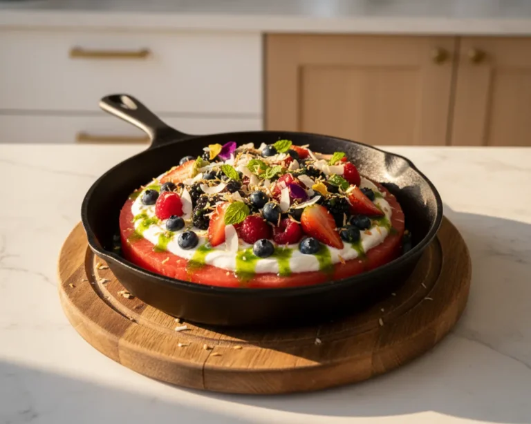 Beautiful plated Watermelon Pizza Dessert