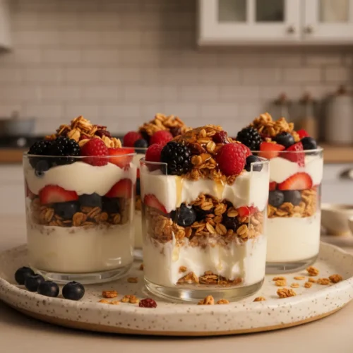 Beautiful plated Yogurt Parfait Cups