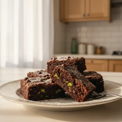 Beautiful plated Zucchini Brownies