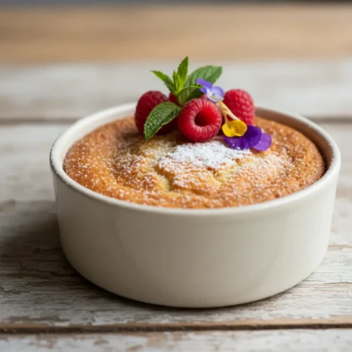 Beautiful plated 4-ingredient yogurt cake