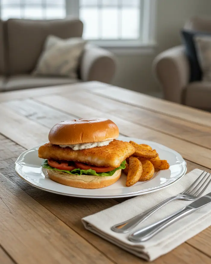 Air Fryer Fish Sandwich Recipe 4 final plated dish